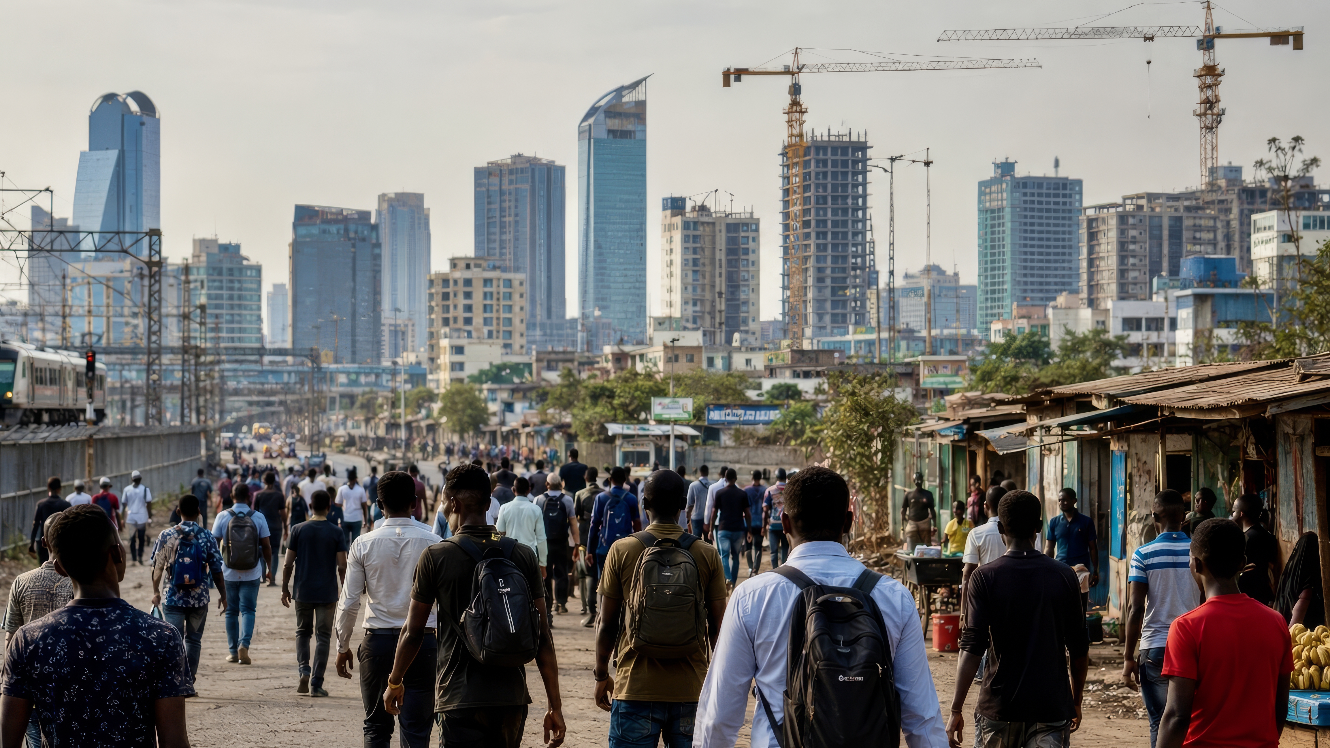 Young workers in a city