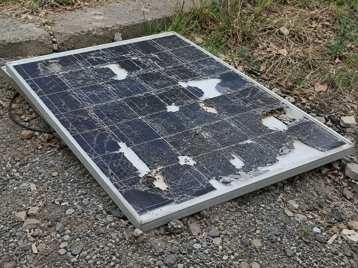 A broken solar panel